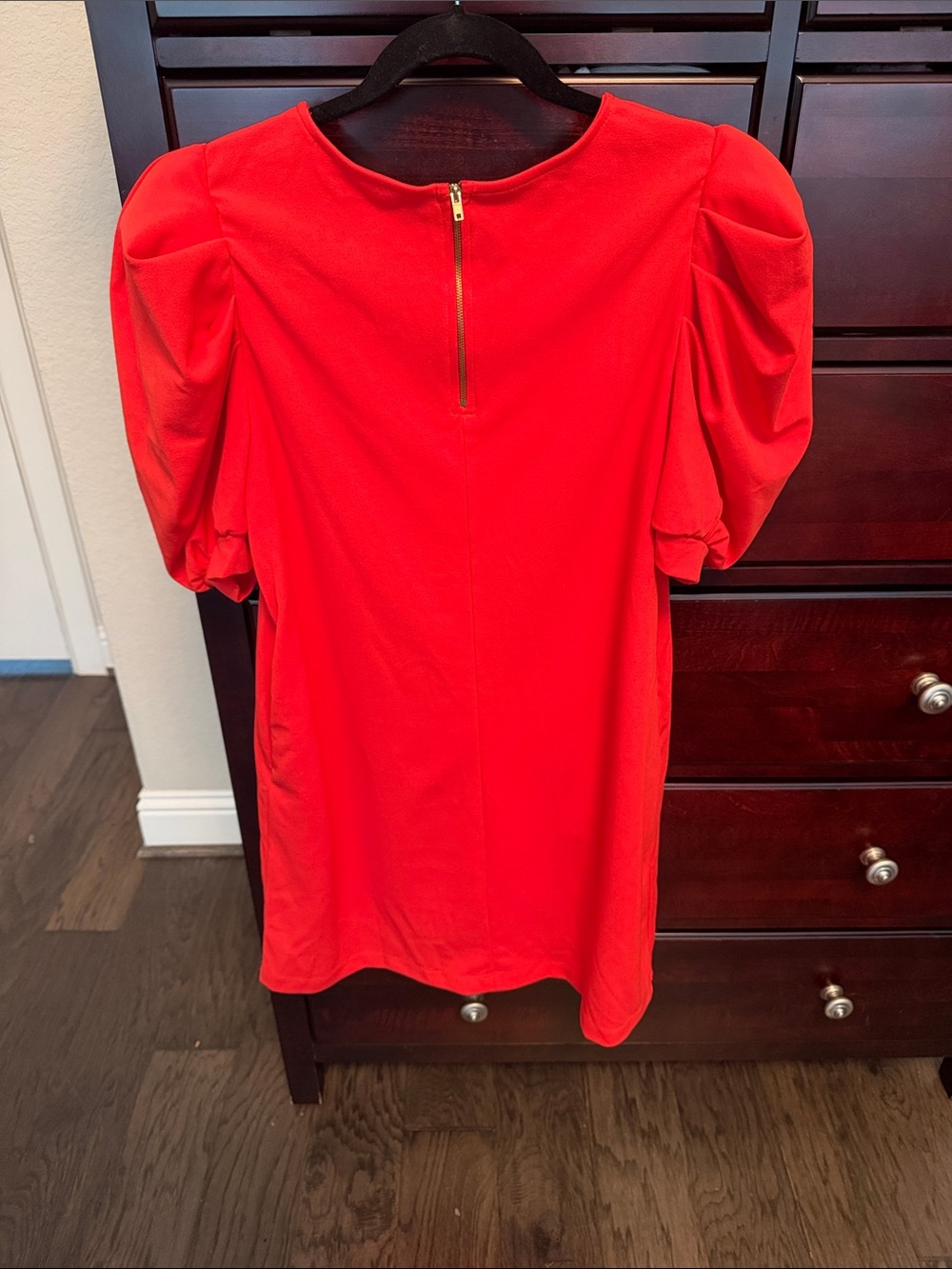 NWT Ces Femme Red Puff Sleeve Dress size L - Picture 2 of 3